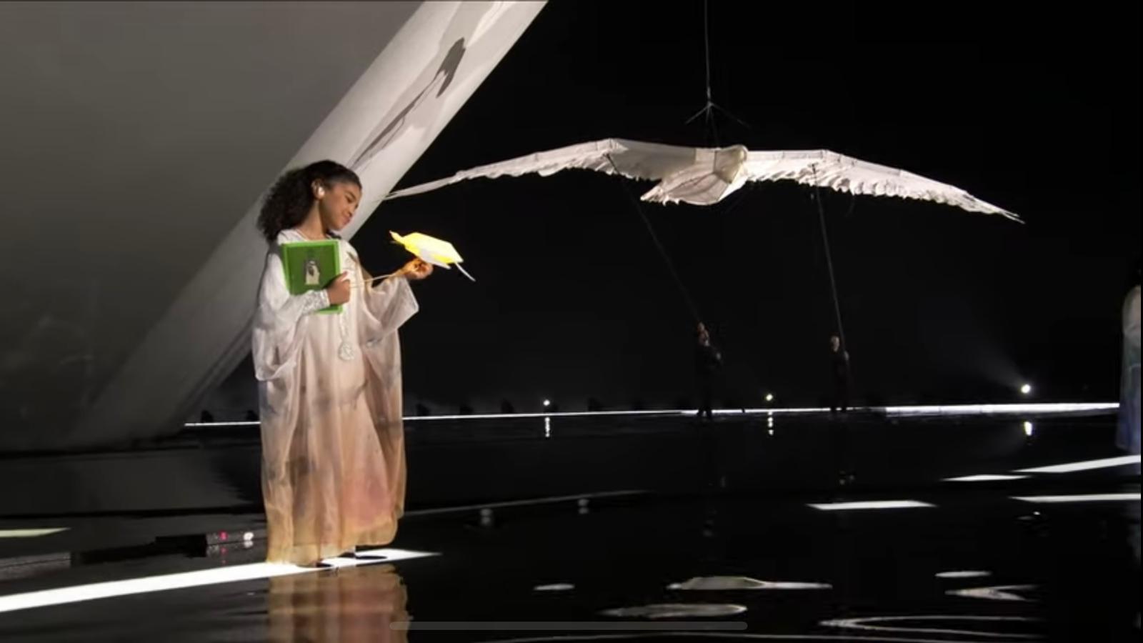 15 metre fabric hawk on stage 50 year UAE celebration MDM Props