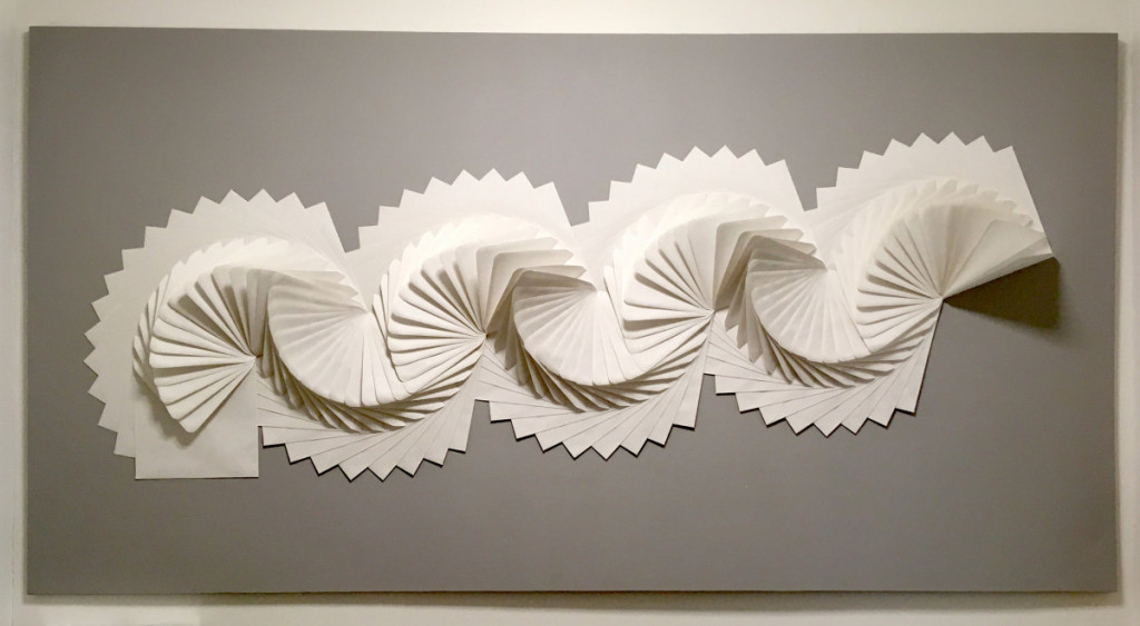monochrome paper relief art for office lobby © Dan Maier